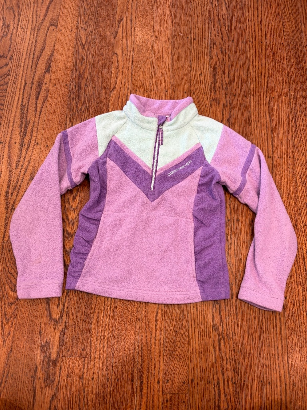 Obermeyer Kids Half Zip Lavender Purple Blue Colorblock Winter Fleece Jacket 6-7
